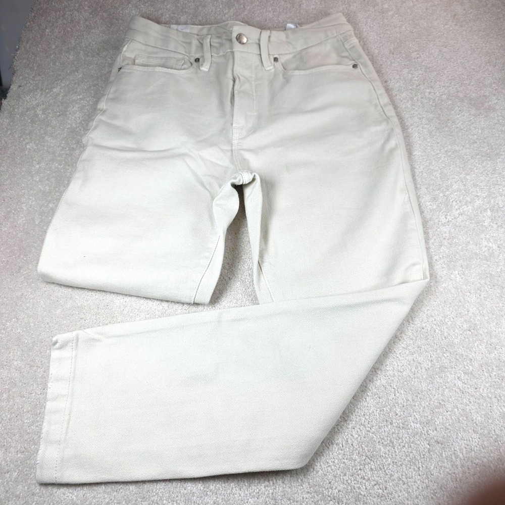 Good American Jeans Womens‎ 8/29 White Bone Stretch Denim Straight Classic NWT